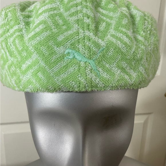 Puma Driver Flat Newsboy Cap Green White Terry Cloth One Size - Picture 4 of 7